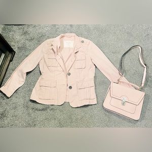 Blush pink size ladies large utility jacket & blush pink crossbody bag